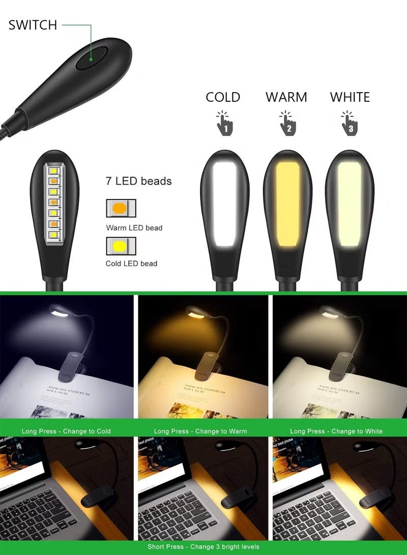 ضوء الكتاب ، ضوء مشبك القراءة ، 9 أوضاع ، مصباح قراءة مشبك LED ، مصباح قراءة USB قابل لإعادة الشحن للعناية بالعين للأطفال ، مصباح كتاب مرن بمشبك للقراءة في السرير ، مصباح مكتبي - Image 2