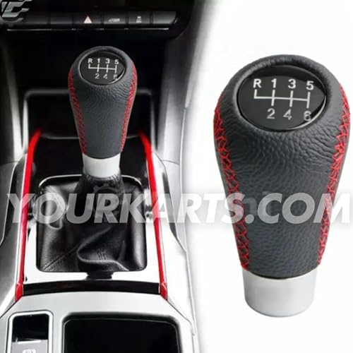 YOURKARTS.COM Car Gear Shift Knob Cover– 5 Speed Manual Transmission Head, Premium Black Leather Gear Shifting Stick Shifter Lever Handle with Installation Kit | Stylish Grip Upgrade car Accessories - Image 2