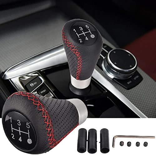 YOURKARTS.COM Car Gear Shift Knob Cover– 5 Speed Manual Transmission Head, Premium Black Leather Gear Shifting Stick Shifter Lever Handle with Installation Kit | Stylish Grip Upgrade car Accessories - Image 1