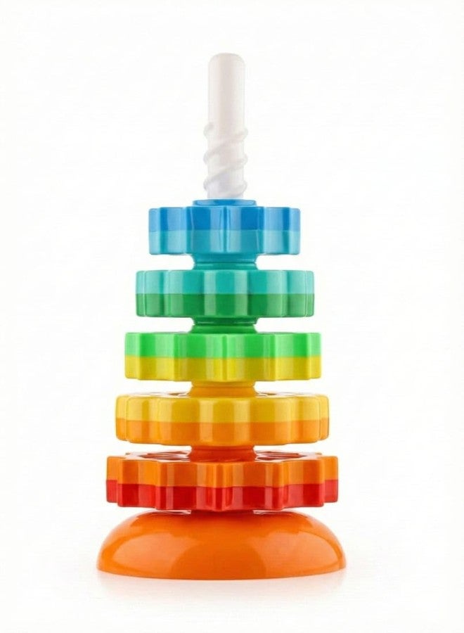Sukan Tex Rainbow Tower Stacking Toy, Multicolour Spinning Gears Building Blocks, Plastic Educational Toy for Toddlers 1-3 Years - Image 3