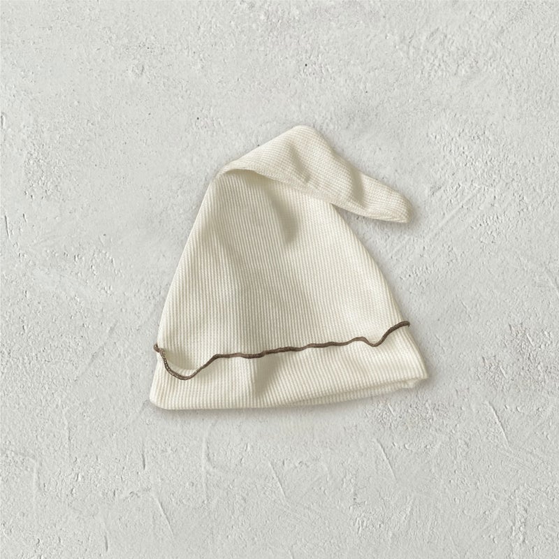 Baby Girl Waffle Knit Ruffle Top  High-Waist Shorts Set Beige hat  - Image 1