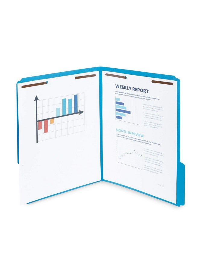 بلو سوميت سابلايز 50 مجلد ملفات - لسان مقوى مقطوع بمقدار 1/3 - متين ذو طرفين مصمم لتنظيم الملفات الطبية القياسية وملفات عملاء القانون وتقارير المكتب - بحجم خطاب، عبوة من 50 مجلدًا (أزرق) - Image 2