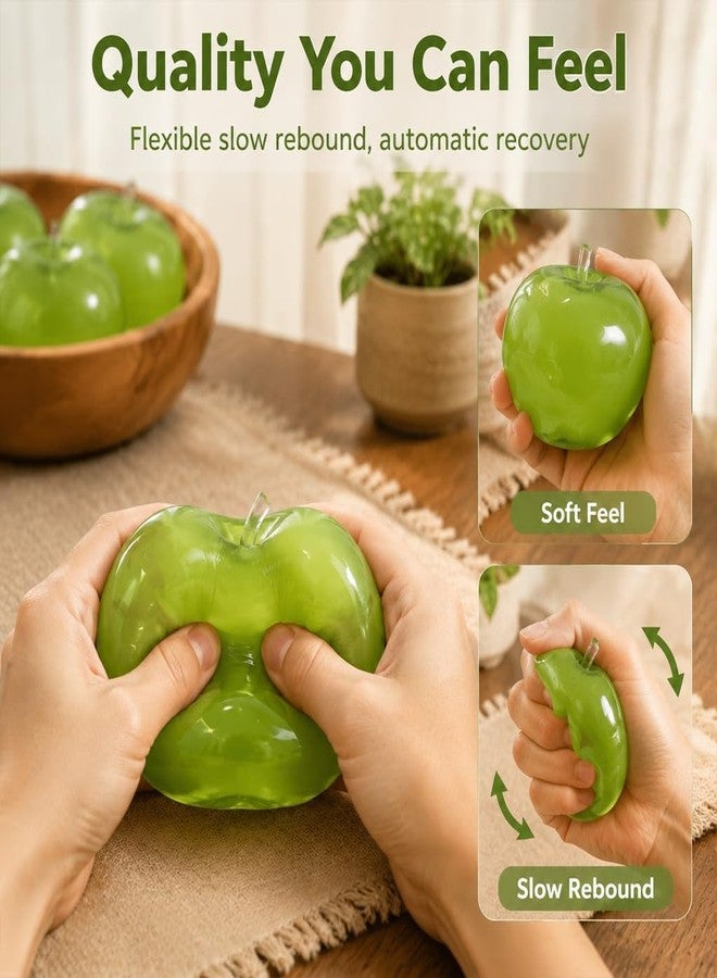 hehred Apple Squishy, Slow Rising Coconut Oil Squishy Ball, Stress Relief Coconut Oil Squeeze Stress Ball, Soft Fidget Toy for Stress Anxiety Relief, Gift for Birthday Party Favors (Pink + Green) - Image 3