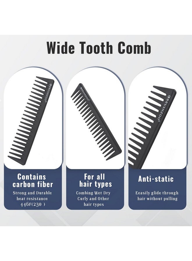 او بروشزوو مجموعة فرشاة شعر O BRUSHZOO، فرشاة فك التشابك للشعر المجعد الطبيعي 3/4abc، فرش شعر للنساء والرجال والأطفال مع فرشاة فك التشابك وفرشاة 9 صفوف ومشط واسع الأسنان - Image 3