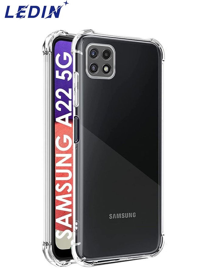 LEDIN Case for Samsung Galaxy A22 5G Clear Case Soft Flexible Silicone Back Cover Shockproof Anti Scratch Case with Reinforced Bumper Corner Compatible for Samsung Galaxy A22 5G  Clear - Image 1