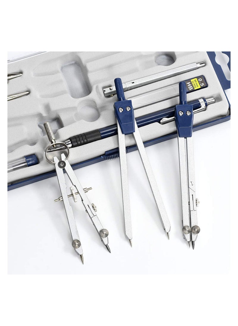 Generic - Precision Geometry Kit for Students, 9 Piece Metal Compass Set, Includes Case, Ideal for Drafting and Engineering - Image 1