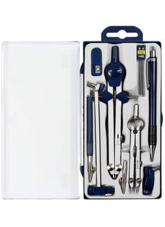 Precision Geometry Kit for Students, 9 Piece Metal Compass Set, Includes Case, Ideal for Drafting and Engineering