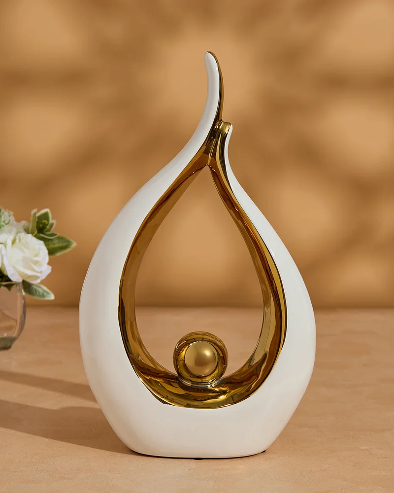REDTAG Gold And White Abstract Décor Accent