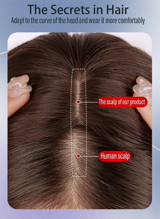 توب شعر غير مرئي: دانتيل خفيف جدا، شعر بشري طبيعي ١٠٠٪ يدوي ريمي - مظهر طبيعي وتصفيف ذاتي للنساء - نون - Image 3