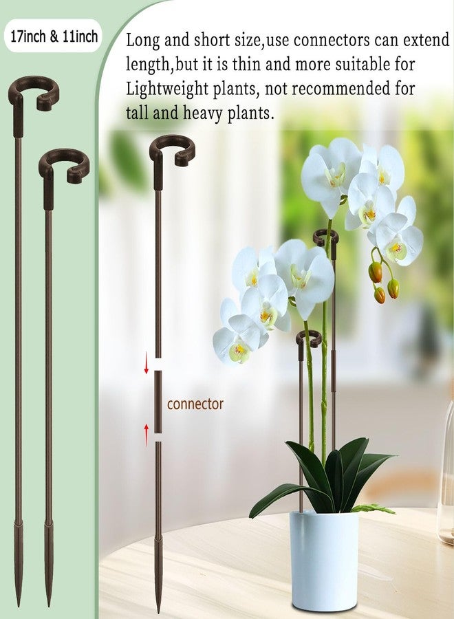 SupKing Invisible Plant Stakes 16Pcs SupKing 17 inch &11 inch Plant Sticks with Clips for Support Small Short Plants,Garden Stakes Poles Suit for Potted Plants Flowers Orchid Peony Rose(Brown) - Image 4