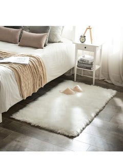 Luxury Super Soft Fluffy Area Rug Faux Fur Rectangle Rug Decorative Plush  Carpet for Bedside Sofa Floor Nursery 3 x 5 Feet, White
