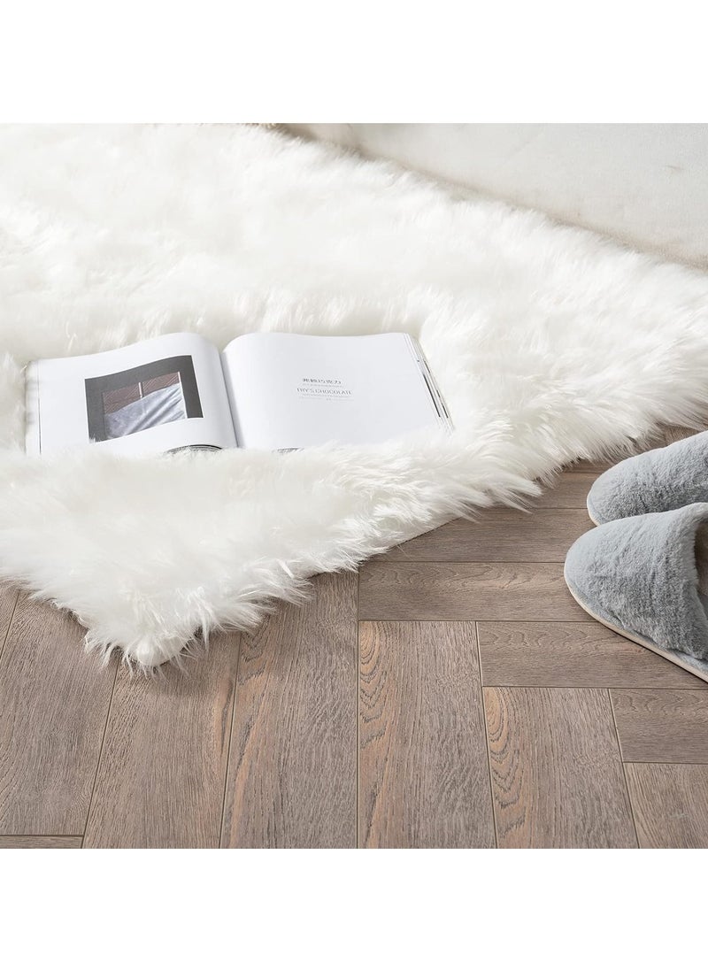 GUDOO - Luxury Super Soft Fluffy Area Rug Faux Fur Rectangle Rug Decorative Plush  Carpet for Bedside Sofa Floor Nursery 3 x 5 Feet, White - Image 1
