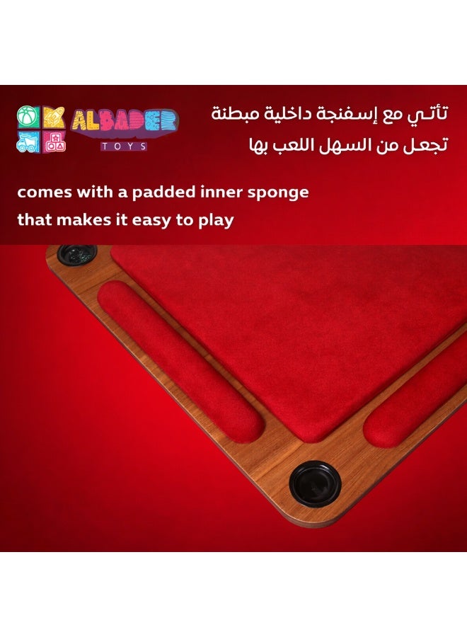البدر طاولة لعب خشبية كبيرة الحجم من البدر، طاولة بلوت خشبية كبيرة الحجم 95 × 95 مع حوامل اكواب، طاولة بطاقات لعب مؤامرة مع حوامل لليدين، طاولة بقع ارضية ( أحمر ) - Image 5