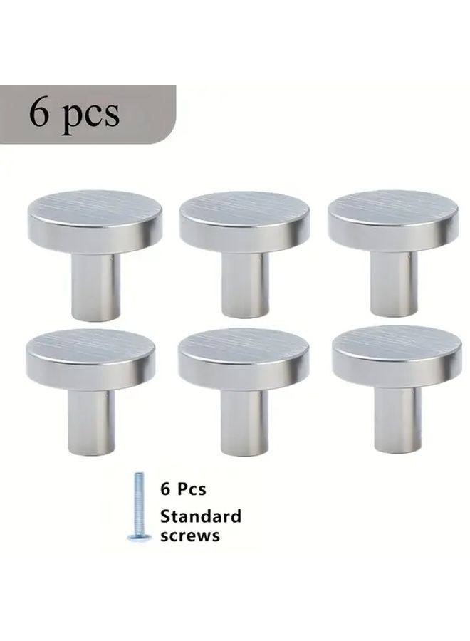 Brushed Nickel 6pcs Cabinet Knobs T Shape Rod Single Hole Drawer Pulls Kitchen Bathroom Aluminum Modern Sleek Home Hardware Renovation Accessories - Image 3