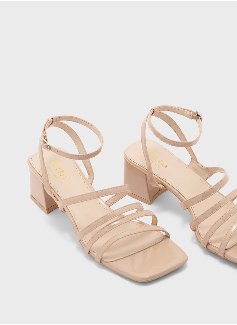 ELLA Mult Strap Low Block Heel Sandal