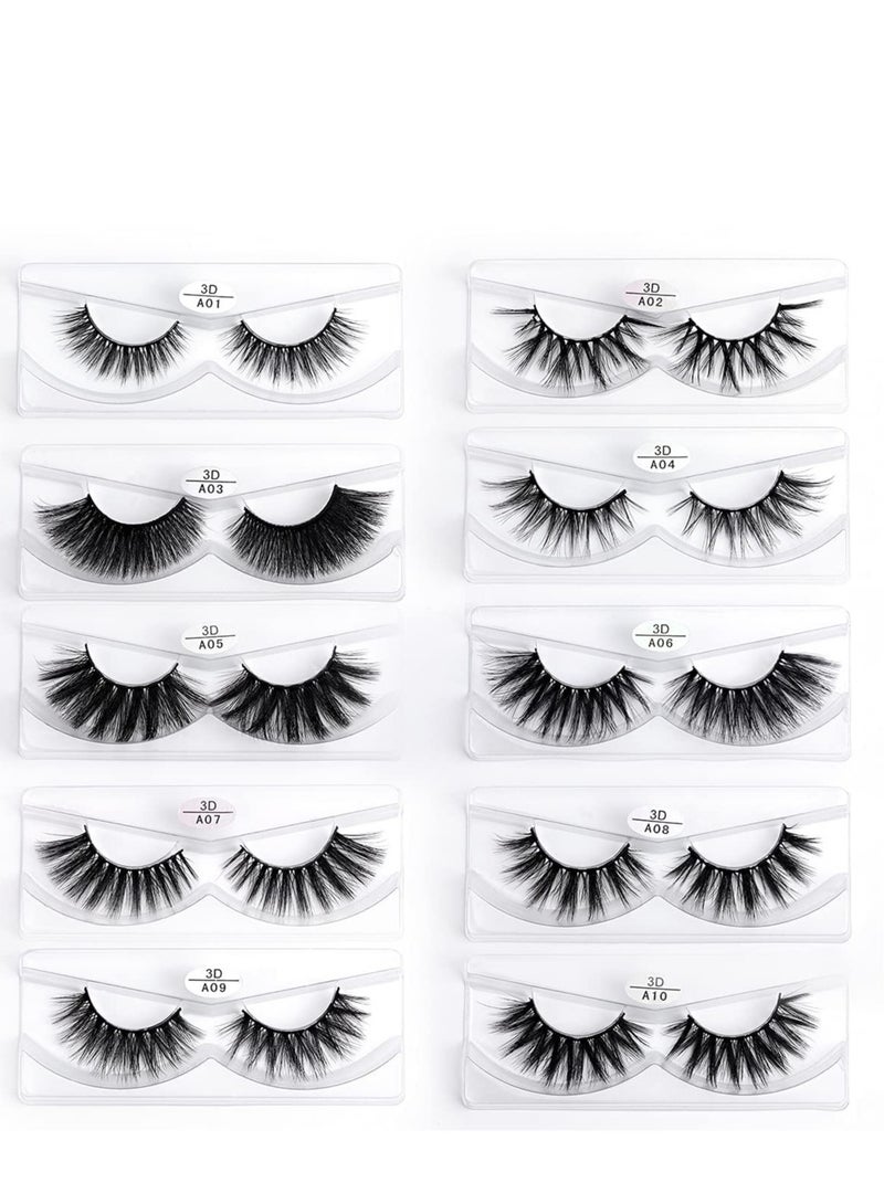 Excefore False Lashes Natural Look 10 Pairs 10 Styles Vegan Eyelashes Natural Fluffy False Eyelashes 3D Fake Eyelashes Fluffy Volume Strip Lashes Mixed Natural Look 3D Faux Mink Lashes - Image 3