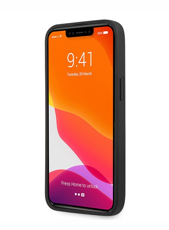 GUESS PU Leather Case Saffiano with Metal Logo Hot Stamp Stripes Compatible for iPhone 13 Pro (6.1") Anti-Scratch, Easy Access to All Ports-Grey - Image 5