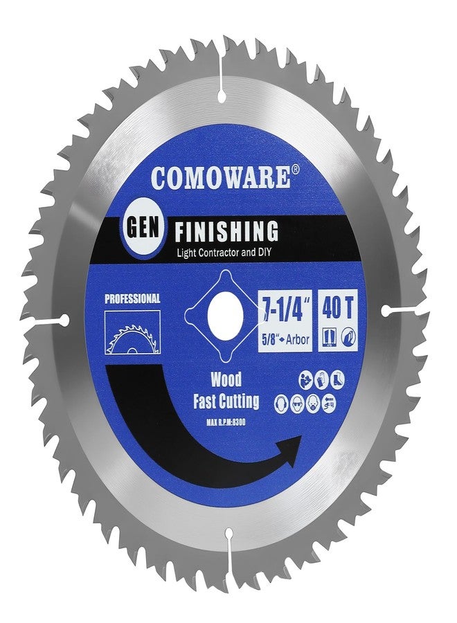 COMOWARE Circular Saw Blades 7 1/4 inch- 40 Tooth TCG, Premium Tip, Anti-vibration with 5/8 inch Arbor Light Contractor and DIY General Purpose for Wood, Laminate, Veneered Plywood & Hardwoods - Image 1