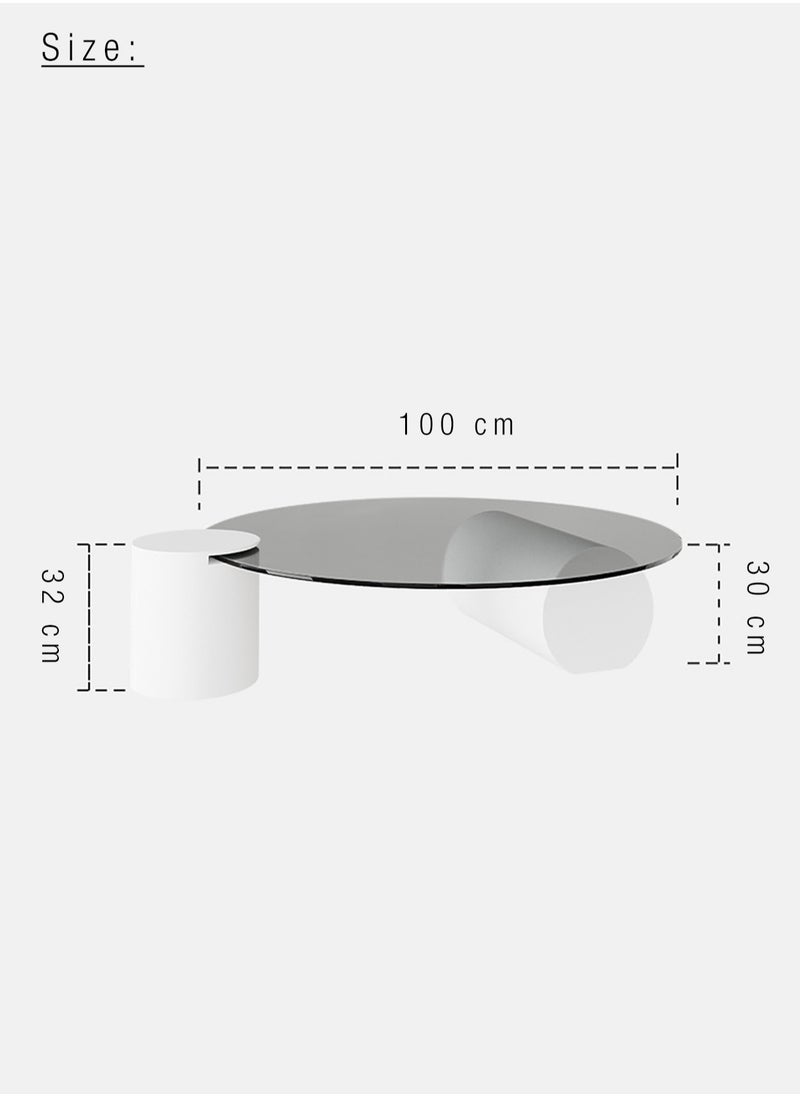 Merry Moments - Geometric Shapes Table Modern Coffee Table Cafe Table Sofa Side Table End Table Snack Table Fshion Design for Living Room Bedroom Office Retail Tempered Glass Top Wood Base H30xL100xW100 cm - Image 1