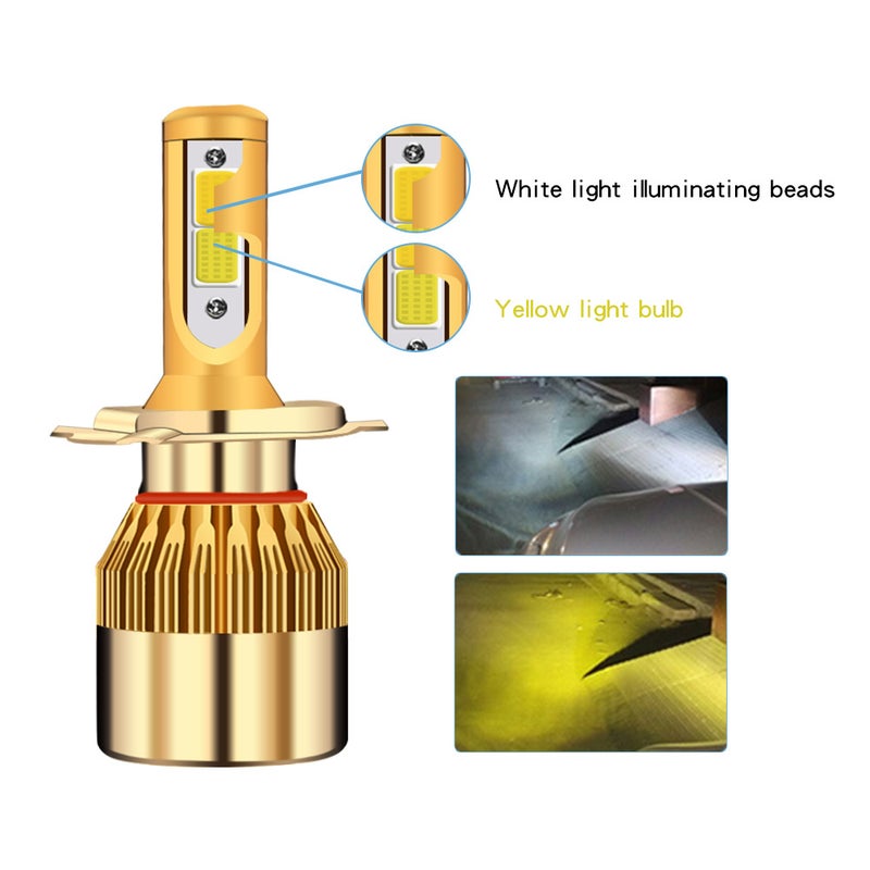 Generic Factory direct sales led headlight two-color C6 car h7 h8 h11 yellow and white dual-light car modified far and near beam 6000k/3000k (two colors) 