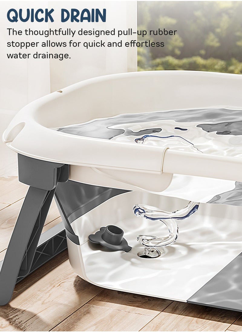 BAYBEE Collapsible Baby Bath Tub for Kids with Temperature Sensing Display Anti Slip Base Drainer Foldable Kids Bathtub for Baby 0 to 3 Years Grey  - Image 4