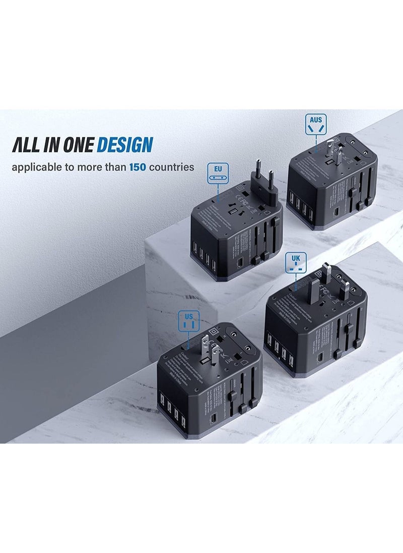 VKL - Universal Travel Adapter One International Wall Charger AC Plug Adaptor with 5.6A Smart Power and 3.0A USB Type-C for USA EU UK AUS - Image 1