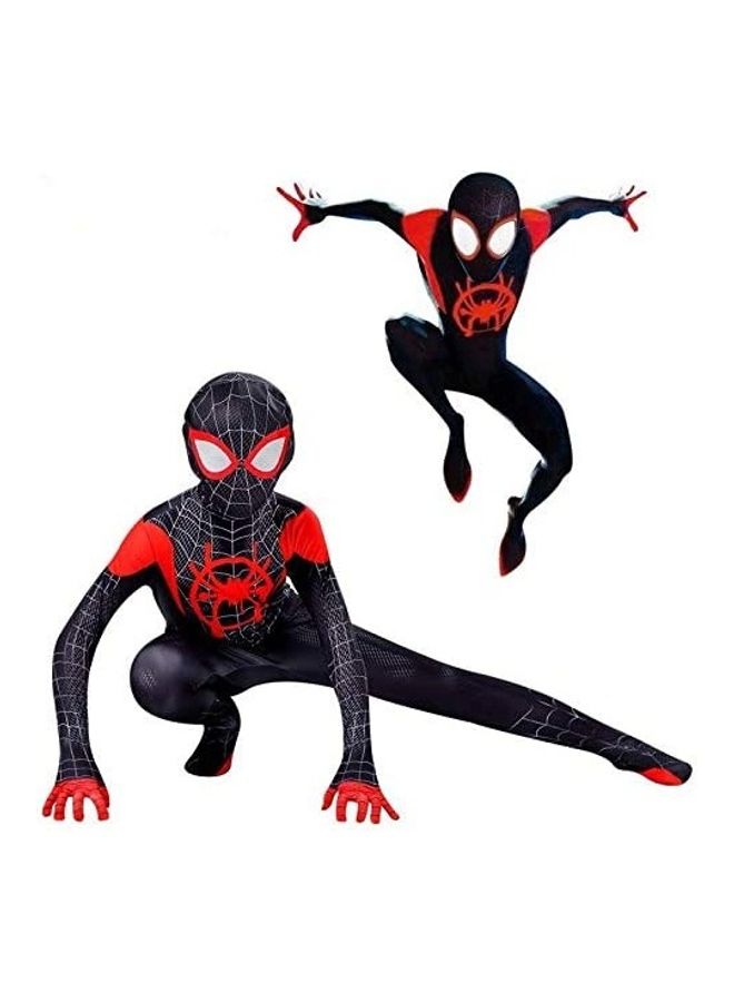 لباس تنكري بشكل بودي سوت وجمبسوت للطفل حديث المشي لشخصية مايلز مورالز وجوين في فيلم Spider Verse بنمط زينتاي ضيق لسبايدر الأسود 110-120سم - Image 1