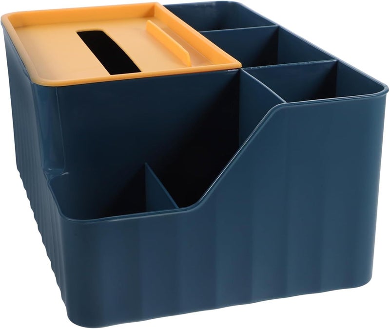 Blue Tissue Box Holder Dispenser Desktop Organizer Kitchen Paper Towel Storage - Image 1