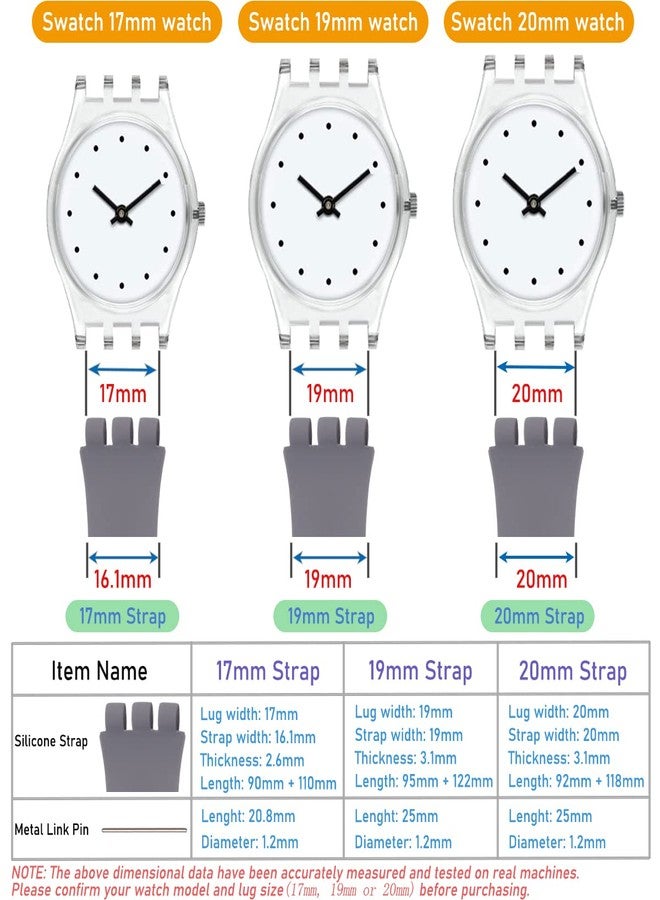 Lijinlan Replacement Silicone Band for Swatch 17mm 19mm 20mm, Waterproof Wristband Watch Strap for Swatch (17mm, Clear) - Image 5