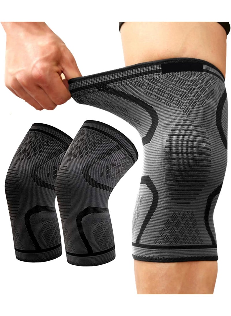 RESONIX Knee Compression Sleeves 2PCS Medium Anti-Slip Breathable Knee Support Brace for Men and Women Pain Relief Arthritis Meniscus Tear Joint Injuries Sports Running Cycling Basketball Gym Use - Image 2