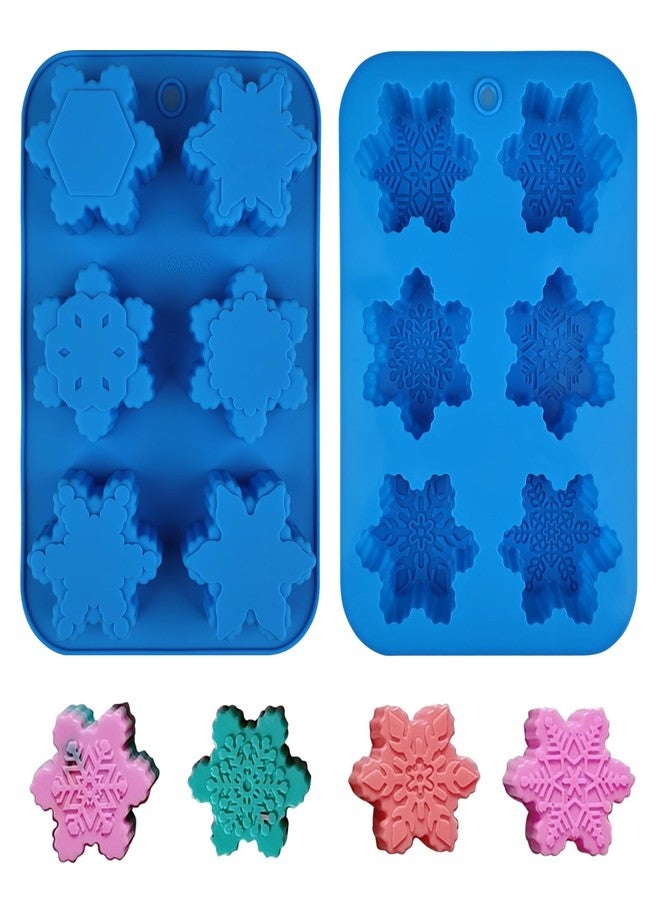 EDUEE Christmas Cake Mold 2pcs Snowflake Silicone Molds for Soap Ice Cube Bath Bomb Candle Jelly Muffin Baking(size 2.8inch) - Image 1