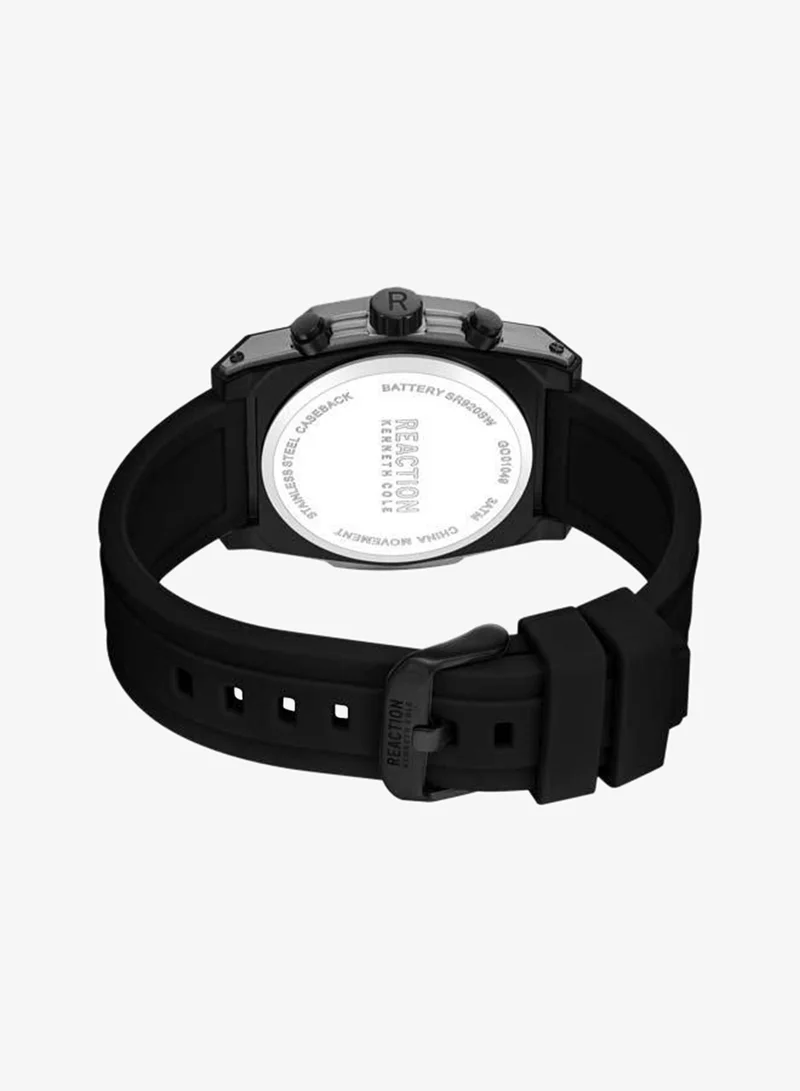 Kenneth Cole Reaction Black - Black Case Black Dial Black Silicone Strap Chronograph Watch for Men, 52.4mm for Men | Best Price UAE