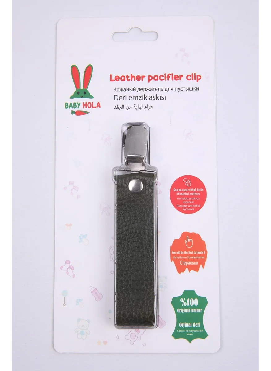 Baby Hola Babyhola Pacifier Strap with Protected Metal Clip 100% Genuine Leather Specially Packaged Gift 1072-1