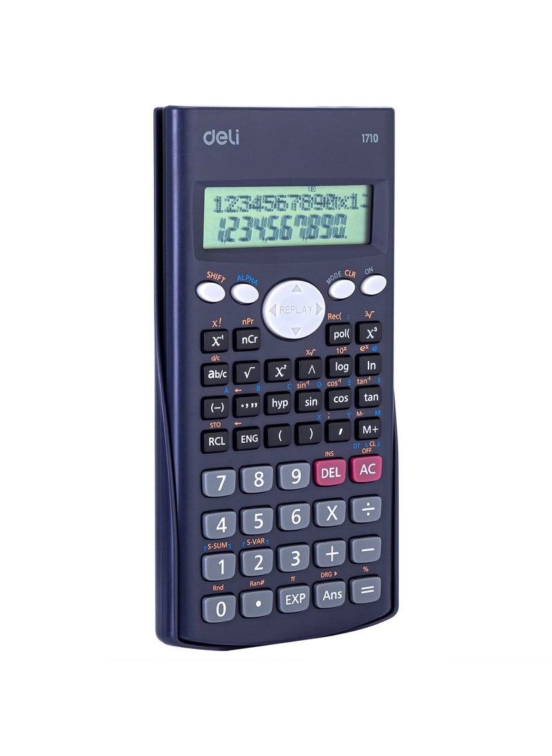 Deli - Deli Scientific Calculator - 240 Functions, 10+2 Digit Display, 3 Years Warranty, Dark Blue, E1710 - Image 1