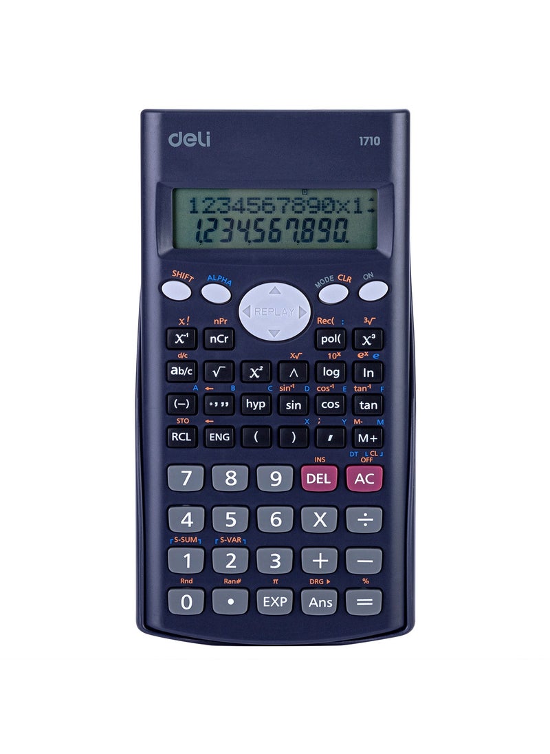 Deli - Deli Scientific Calculator - 240 Functions, 10+2 Digit Display, 3 Years Warranty, Dark Blue, E1710 - Image 1