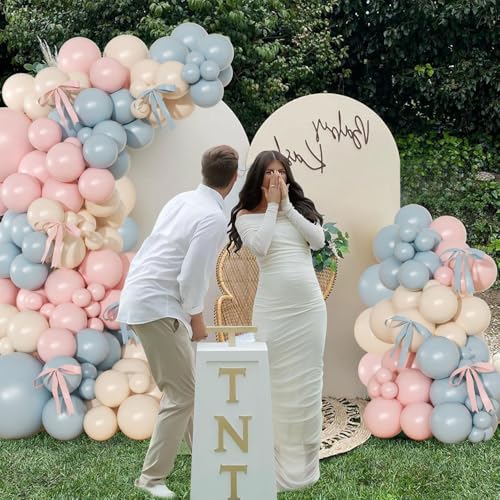 NUTTYBASH Gender Reveal Balloon Arch Kit 141Pcs Pink Blue Sand White Balloons with Bows for Boy or Girl Gender Reveal Decorations Baby Shower Boho Bachelorette Birthday Party Supplies - Image 5