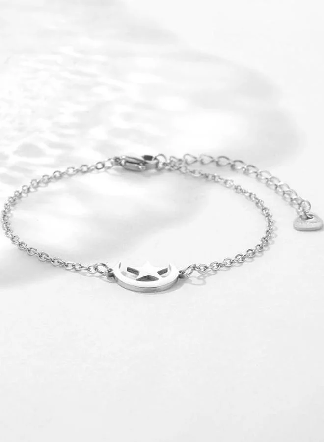 Take Two Silver Crescent Moon and Star Bracelet