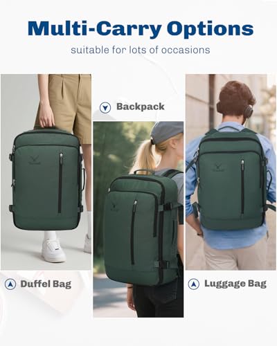 Hynes Eagle Carry on Backpack 38L Large Travel Backpack for Women Flight Approved Weekender Bag Laptop Backpack Men 15 inches Oliver Green - Image 5