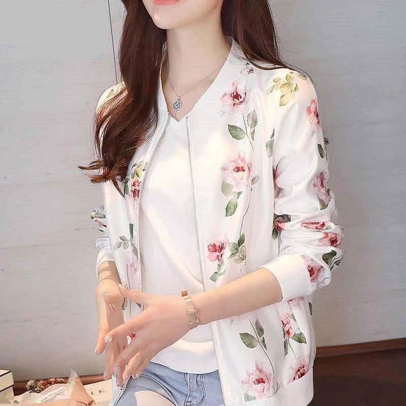 2024 Summer New Large Size Loose Fit Jacket Cardigan Top Short Jacket Trendy Printing Sun Protection Baseball Uniform For Women 2032# 