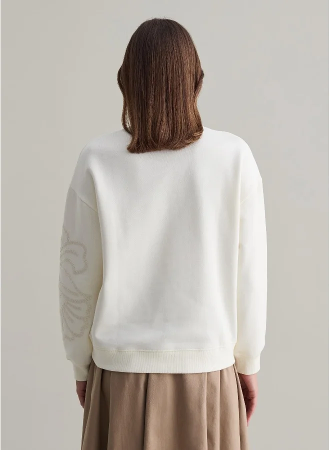 او في اس Sweatshirt with floral embroidery