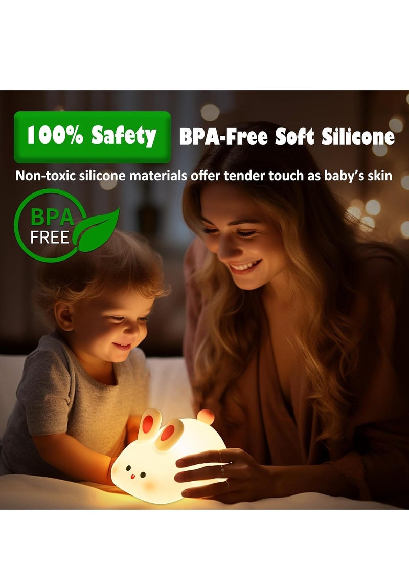 ELTRAZONE Big Face Rabbit Night Light for Kids – Cute Bunny Lamp, Rechargeable Silicone Rabbit LED Light, Kawaii Baby Night Light, Soft Glow for Kids' Rooms, Perfect Gift for Girls & Nursery Decor - Image 4