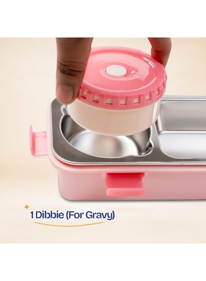 Twisoo Stainless Steel 304 Lunch Box with Gravy Container, 2 Compartment Leakproof Tiffin Box, BPA-Free Food Storage for Kids, School, Office & Travel - Image 3
