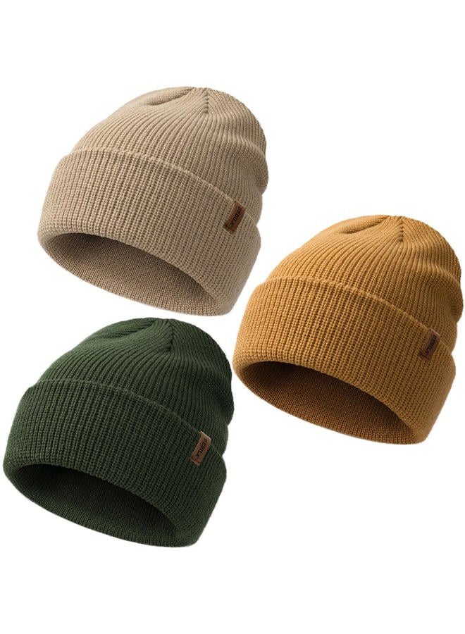 Bebila Baby Beanie Toddler Infant Winter Hats Knit Warm Caps for Boys Girls, Camel+green+khaki, 6-36 Months - Image 1