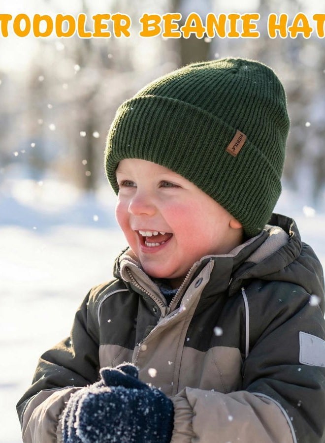 Bebila Baby Beanie Toddler Infant Winter Hats Knit Warm Caps for Boys Girls, Camel+green+khaki, 6-36 Months - Image 5