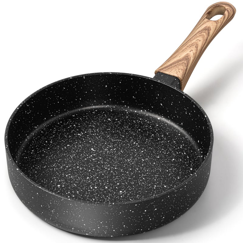 MICHELANGELO Small Frying Pan Nonstick - 6 Inch Single Egg Frying Pan, Mini Skillet with Stay-Cool Handle, Non-Toxic Omelette Pan, Black - Image 1