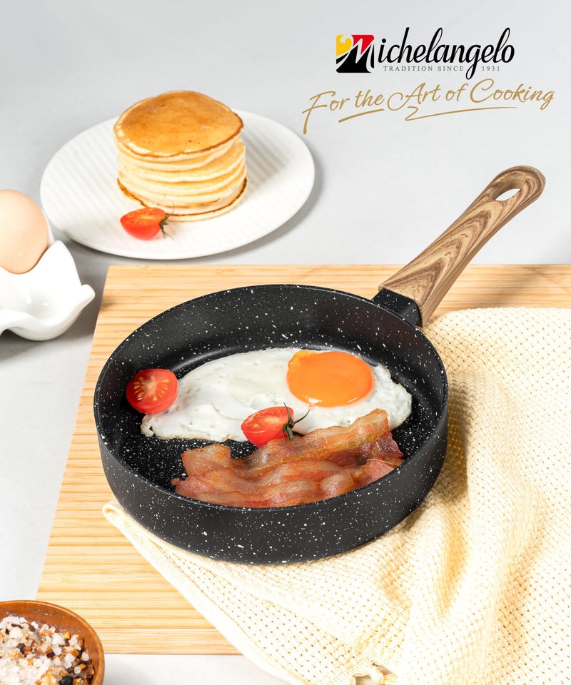 MICHELANGELO Small Frying Pan Nonstick - 6 Inch Single Egg Frying Pan, Mini Skillet with Stay-Cool Handle, Non-Toxic Omelette Pan, Black - Image 2