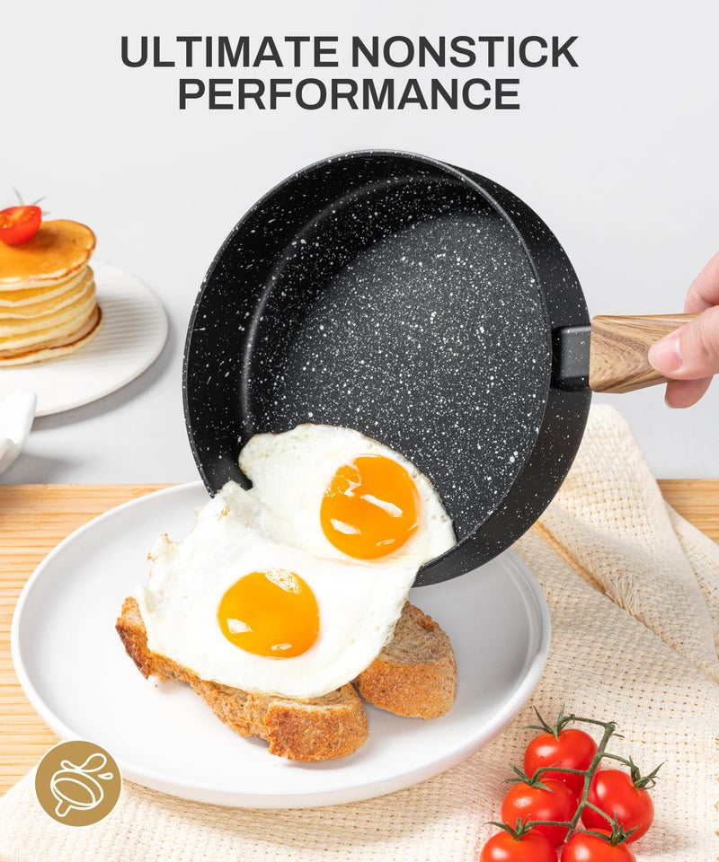 MICHELANGELO Small Frying Pan Nonstick - 6 Inch Single Egg Frying Pan, Mini Skillet with Stay-Cool Handle, Non-Toxic Omelette Pan, Black - Image 4