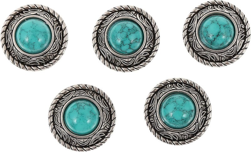 Zerodeko 5pcs DIY Leather Bag Buttons Snap Fasteners, 20mm Turquoise Style Decorative Button Set for Handcrafted Wallets and Leather Accessories - Image 1