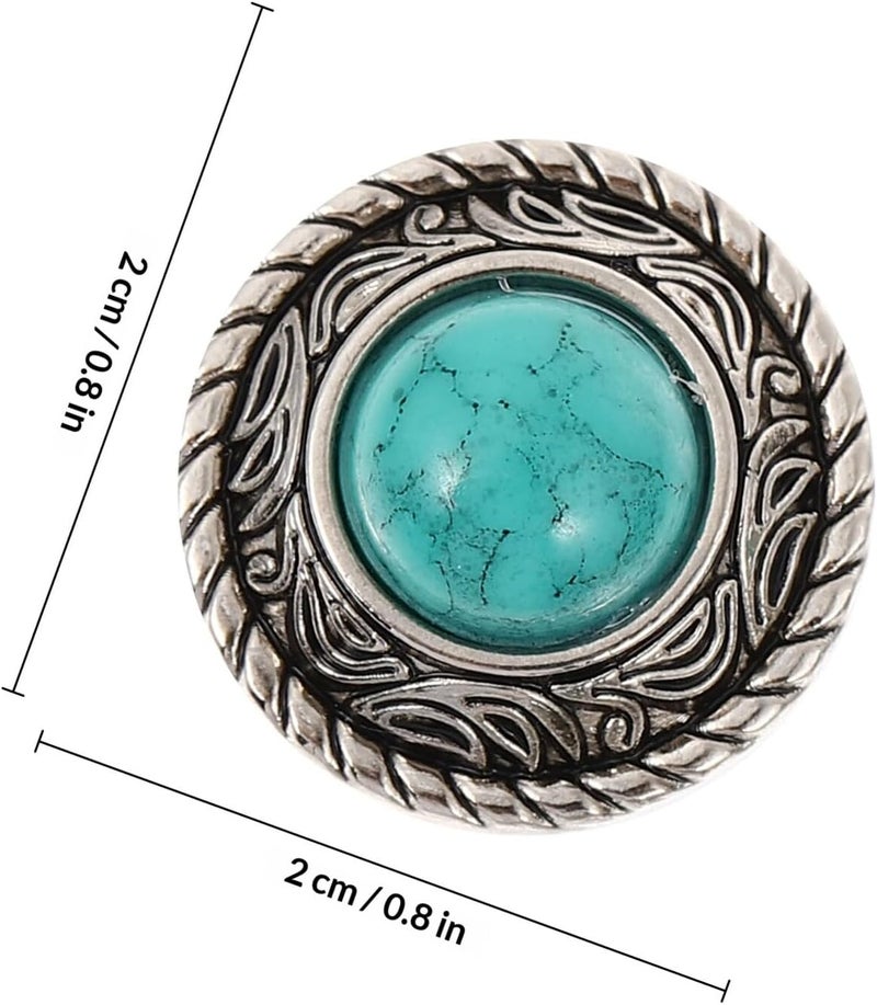 Zerodeko 5pcs DIY Leather Bag Buttons Snap Fasteners, 20mm Turquoise Style Decorative Button Set for Handcrafted Wallets and Leather Accessories - Image 2