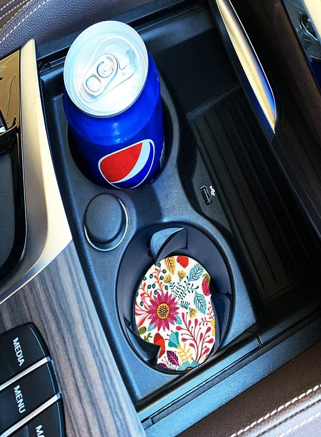 LogHog Sunflower Small 2.56" Absorbent Auto Coasters 2 Pack, Ceramic Car Accessories, Absorb Spills to Keep Cupholders Clean - Image 3